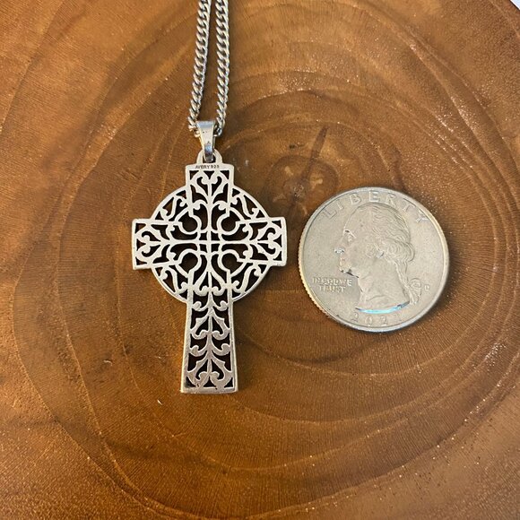 RETIRED James Avery Celtic Cross Necklace, Sterling Silver - Picture 3 of 3